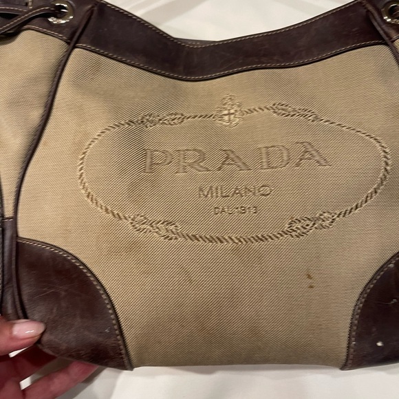 Prada Milano Logo Canvas Shoulder Bag - Picture 2 of 9